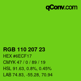 Color code: RGB 110 207 23 | qconv.com