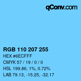 颜色代码: RGB 110 207 255 | qconv.com
