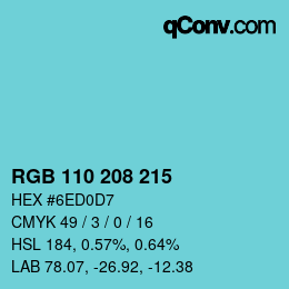カラーコード: RGB 110 208 215 | qconv.com