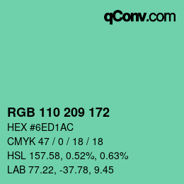 Color code: RGB 110 209 172 | qconv.com