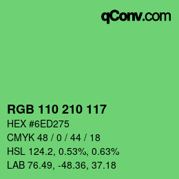 カラーコード: RGB 110 210 117 | qconv.com