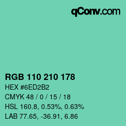カラーコード: RGB 110 210 178 | qconv.com