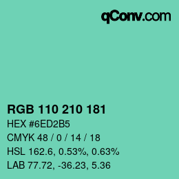Farbcode: RGB 110 210 181 | qconv.com