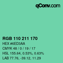 カラーコード: RGB 110 211 170 | qconv.com