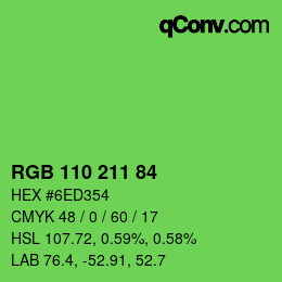 カラーコード: RGB 110 211 84 | qconv.com