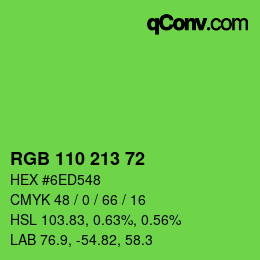 颜色代码: RGB 110 213 72 | qconv.com