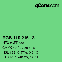 カラーコード: RGB 110 215 131 | qconv.com