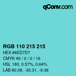 カラーコード: RGB 110 215 215 | qconv.com