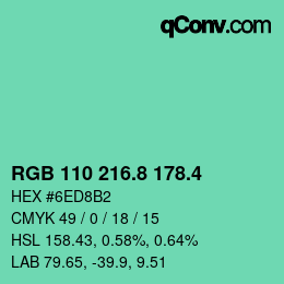 カラーコード: RGB 110 216.8 178.4 | qconv.com