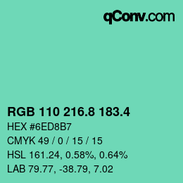 カラーコード: RGB 110 216.8 183.4 | qconv.com