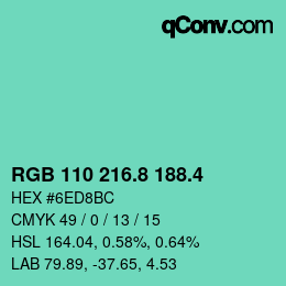 カラーコード: RGB 110 216.8 188.4 | qconv.com