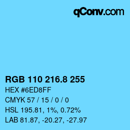 カラーコード: RGB 110 216.8 255 | qconv.com