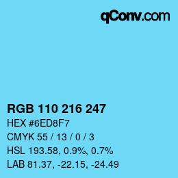Color code: RGB 110 216 247 | qconv.com