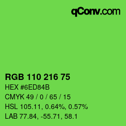 Farbcode: RGB 110 216 75 | qconv.com