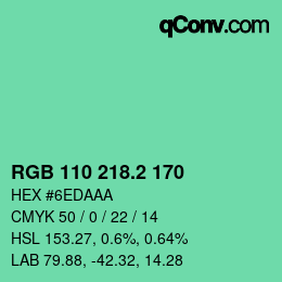 カラーコード: RGB 110 218.2 170 | qconv.com