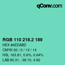カラーコード: RGB 110 218.2 189 | qconv.com