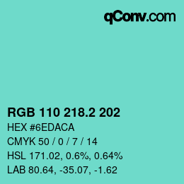 Color code: RGB 110 218.2 202 | qconv.com