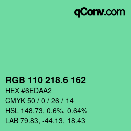 カラーコード: RGB 110 218.6 162 | qconv.com