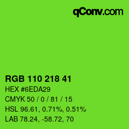 Color code: RGB 110 218 41 | qconv.com