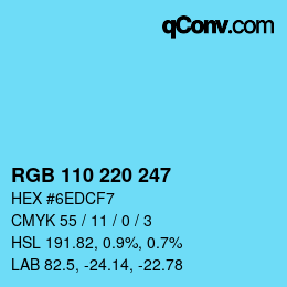 颜色代码: RGB 110 220 247 | qconv.com