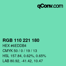 Color code: RGB 110 221 180 | qconv.com