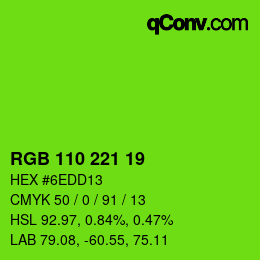 Farbcode: RGB 110 221 19 | qconv.com