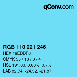 Color code: RGB 110 221 246 | qconv.com