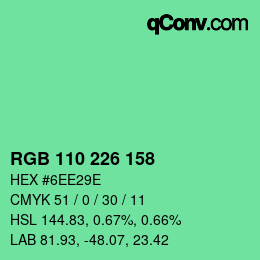 Color code: RGB 110 226 158 | qconv.com