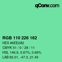 Color code: RGB 110 226 162 | qconv.com