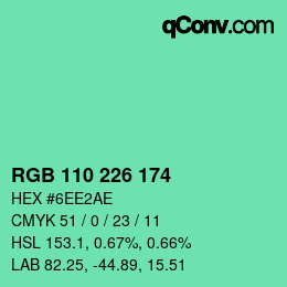 カラーコード: RGB 110 226 174 | qconv.com