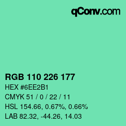 颜色代码: RGB 110 226 177 | qconv.com