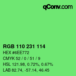 Color code: RGB 110 231 114 | qconv.com