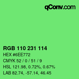 Color code: RGB 110 231 114 | qconv.com