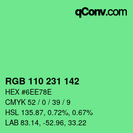 Color code: RGB 110 231 142 | qconv.com