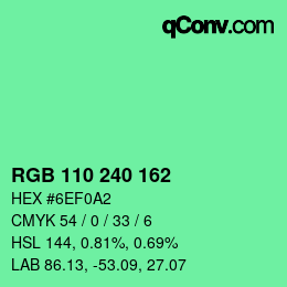 Color code: RGB 110 240 162 | qconv.com