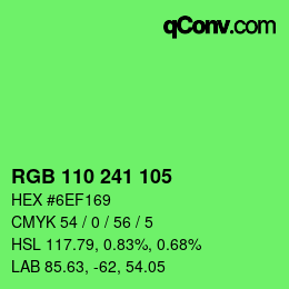 カラーコード: RGB 110 241 105 | qconv.com