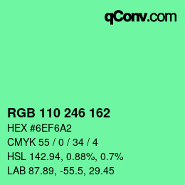 Color code: RGB 110 246 162 | qconv.com