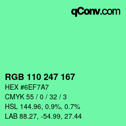 Color code: RGB 110 247 167 | qconv.com