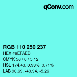 Color code: RGB 110 250 237 | qconv.com