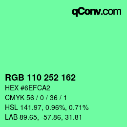 Color code: RGB 110 252 162 | qconv.com