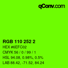 カラーコード: RGB 110 252 2 | qconv.com