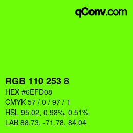 颜色代码: RGB 110 253 8 | qconv.com