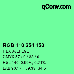 Color code: RGB 110 254 158 | qconv.com
