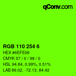 颜色代码: RGB 110 254 6 | qconv.com