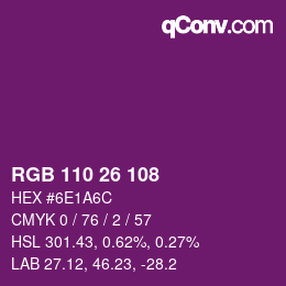 カラーコード: RGB 110 26 108 | qconv.com