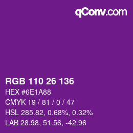 Color code: RGB 110 26 136 | qconv.com