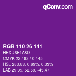 Color code: RGB 110 26 141 | qconv.com