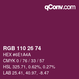Color code: RGB 110 26 74 | qconv.com