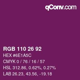 Color code: RGB 110 26 92 | qconv.com