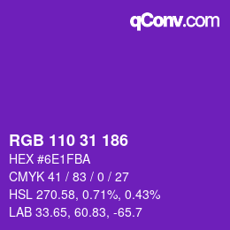 Color code: RGB 110 31 186 | qconv.com